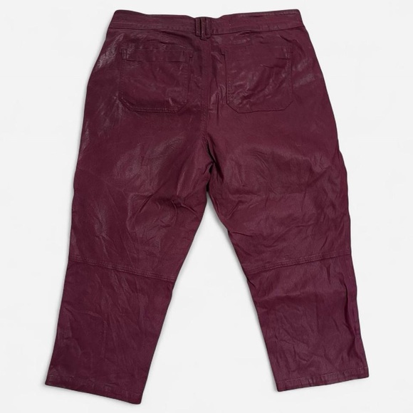 Pilcro Faux Leather Burgundy Pants - Picture 4 of 5